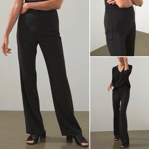 CHICO’S  Tuxedo Pants Black Label Crepe Flow Classic Fit Zipper Lightweight
